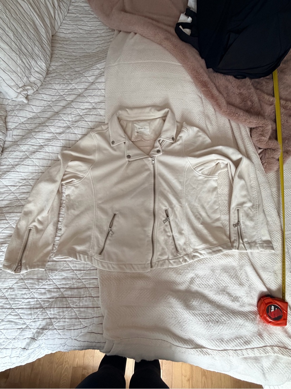 Anthropologie Off-White Zip-Front Moto Jacket